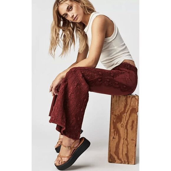 Free People Neptunes Net Crochet Flare Pants - Picture 3 of 6